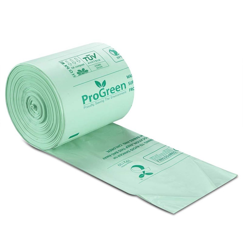 ProGreen Compostable Trash Bags, Extra Thick, Compost Kitchen Bin Bags, Food Scraps Yard Waste Bags, ASTM D6400 BPI and TÃœV AUSTRIA Certified (6 Gallon, Pack of 100) - Image 4